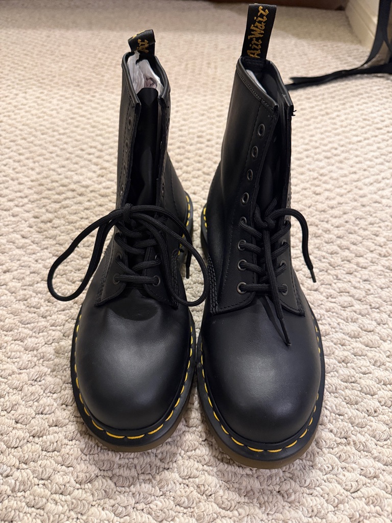 Dr. Martens Black Leather Lace-Up Boots 8 Eye 1460